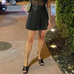 Faux leather pleated skirt